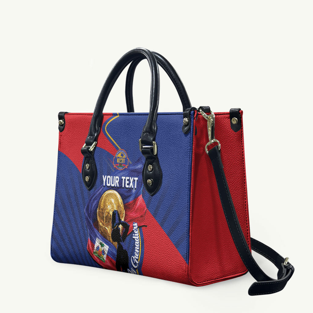Personalized Haiti Football Champions Leather Bag National Pride Gold Trophy