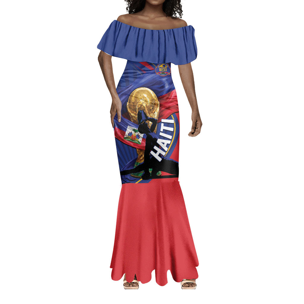 Personalized Haiti Football Champions Mermaid Dress National Pride Gold Trophy