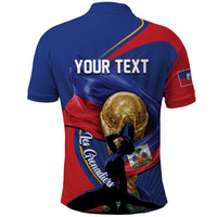 Personalized Haiti Football Champions Polo Shirt National Pride Gold Trophy