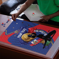 Personalized Haiti Football Champions Puzzle National Pride Gold Trophy