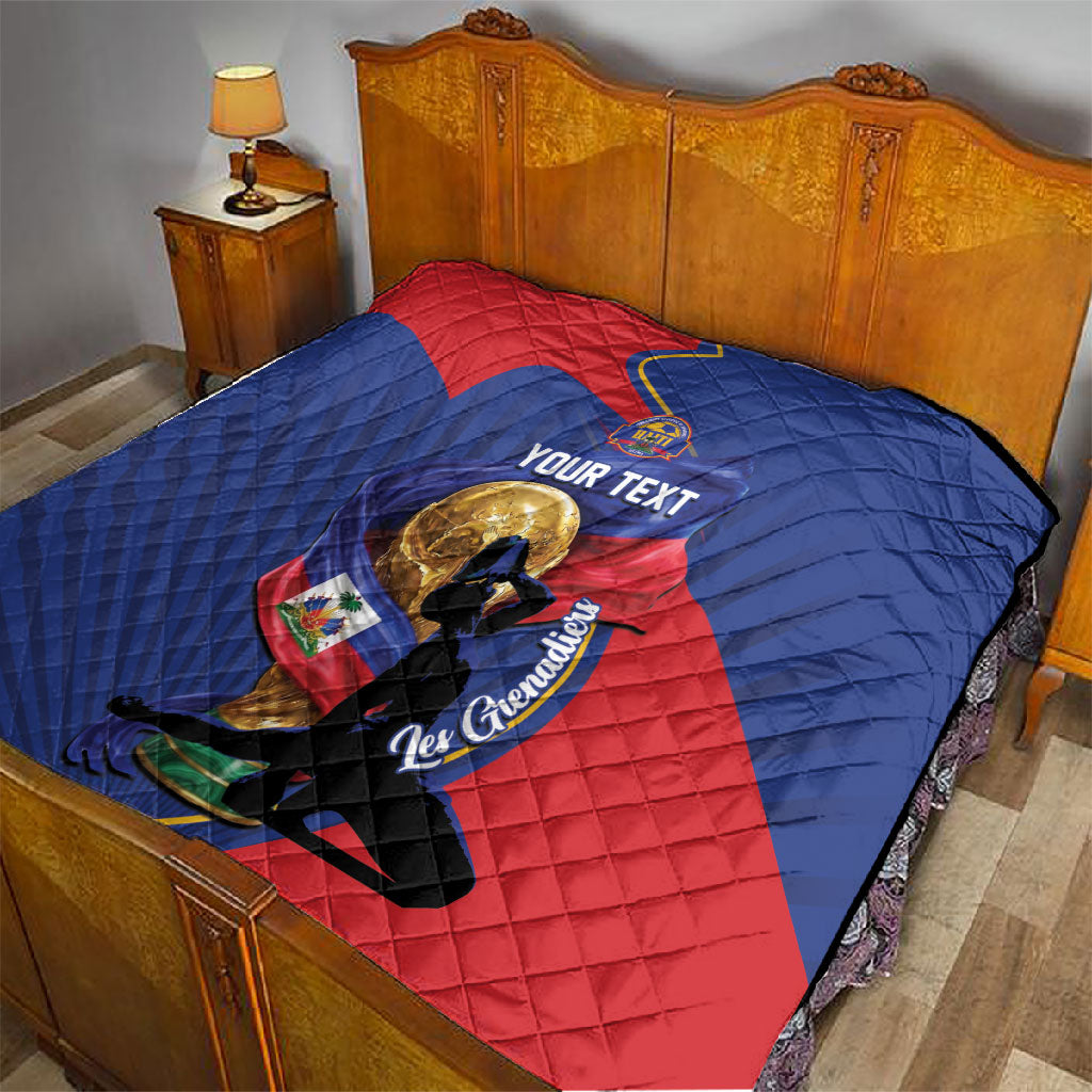 Personalized Haiti Football Champions Quilt National Pride Gold Trophy