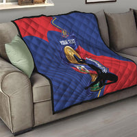 Personalized Haiti Football Champions Quilt National Pride Gold Trophy
