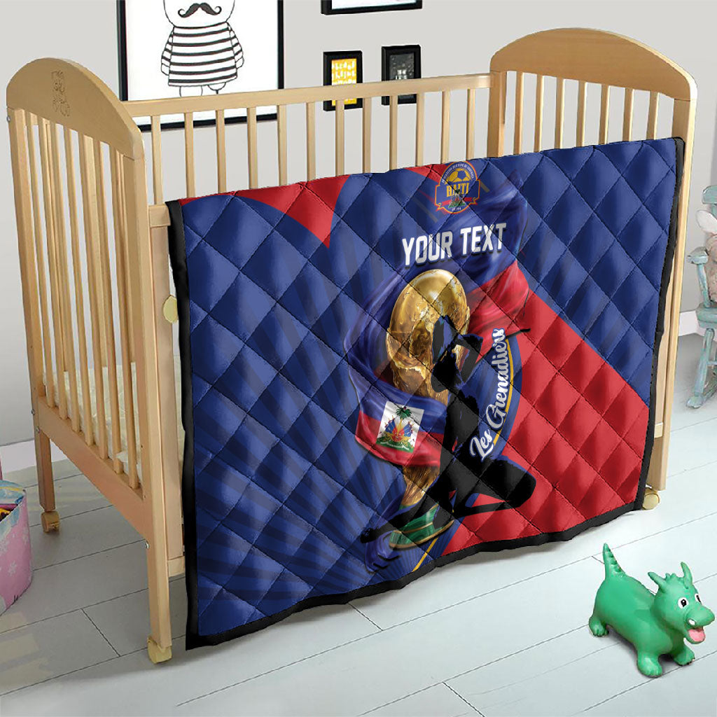 Personalized Haiti Football Champions Quilt National Pride Gold Trophy