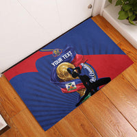 Personalized Haiti Football Champions Rubber Doormat National Pride Gold Trophy