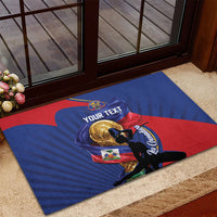 Personalized Haiti Football Champions Rubber Doormat National Pride Gold Trophy