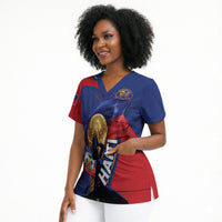 Personalized Haiti Football Champions Scrub Top National Pride Gold Trophy