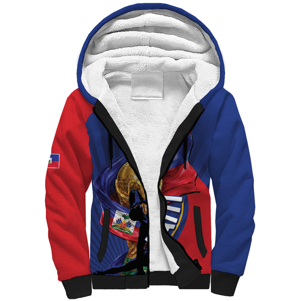 Personalized Haiti Football Champions Sherpa Hoodie National Pride Gold Trophy