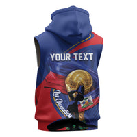 Personalized Haiti Football Champions Sleeveless Hoodie National Pride Gold Trophy