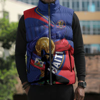 Personalized Haiti Football Champions Sleeveless Puffer Jacket National Pride Gold Trophy