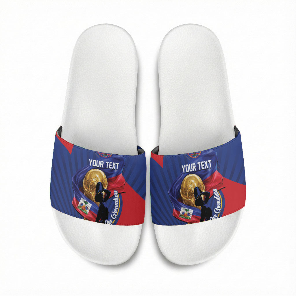 Personalized Haiti Football Champions Slide Sandals National Pride Gold Trophy