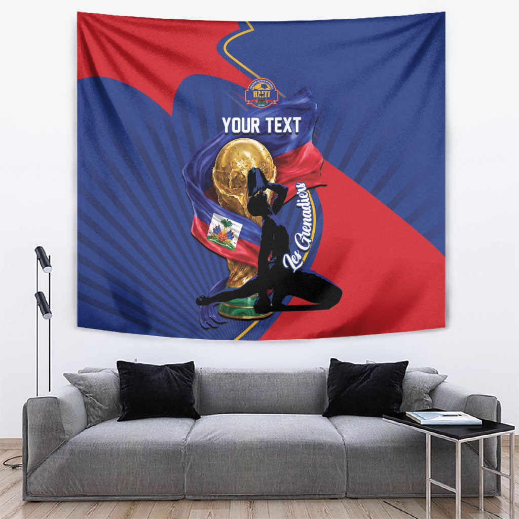 Personalized Haiti Football Champions Tapestry National Pride Gold Trophy