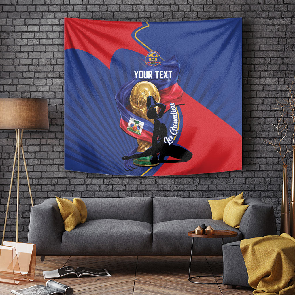 Personalized Haiti Football Champions Tapestry National Pride Gold Trophy