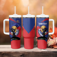 Personalized Haiti Football Champions Tumbler With Handle National Pride Gold Trophy