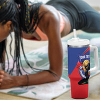 Personalized Haiti Football Champions Tumbler With Handle National Pride Gold Trophy