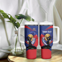 Personalized Haiti Football Champions Tumbler With Handle National Pride Gold Trophy