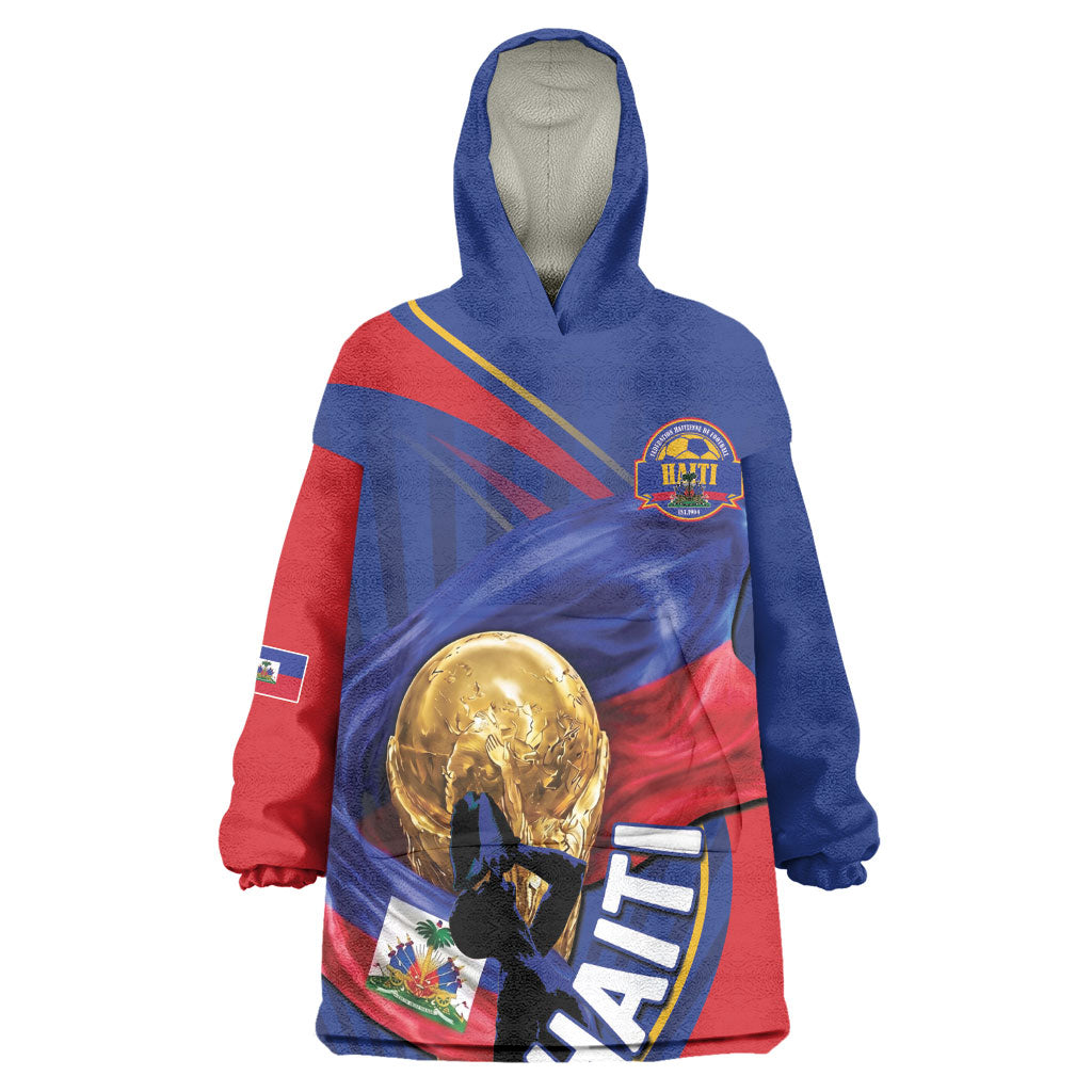 Personalized Haiti Football Champions Wearable Blanket Hoodie National Pride Gold Trophy