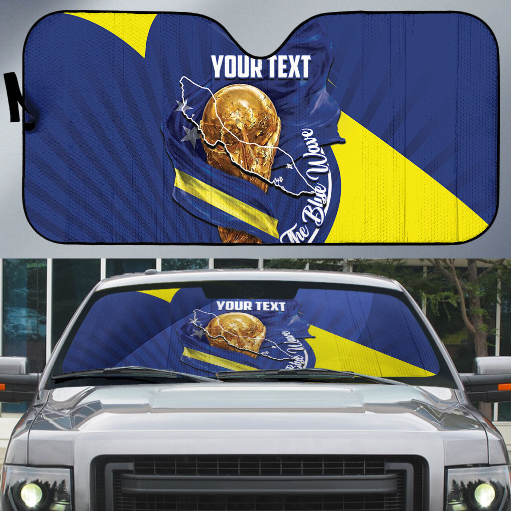 Personalized Curacao Football 2026 Auto Sun Shade Rise of Caribbean Pride