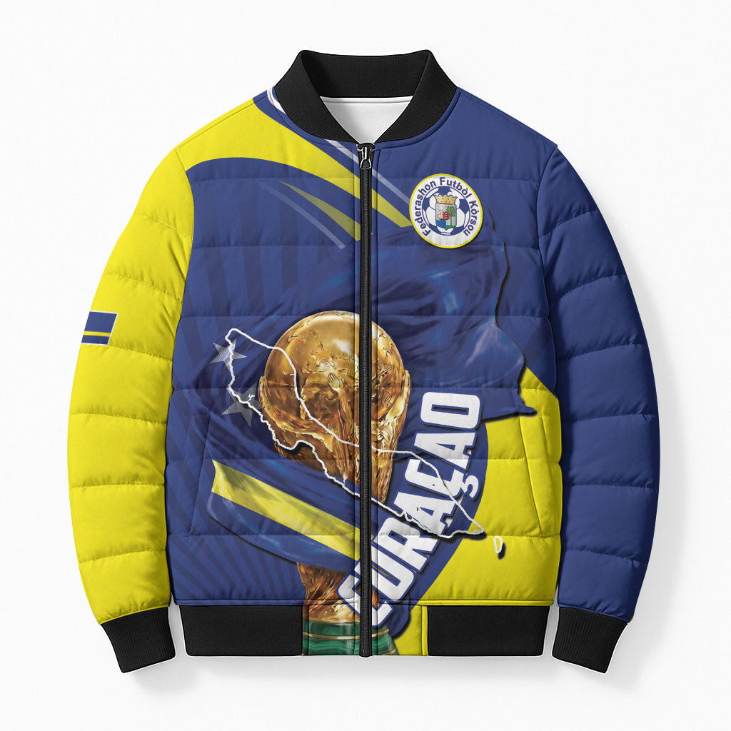 Personalized Curacao Football 2026 Bomber Puffer Jacket Rise of Caribbean Pride