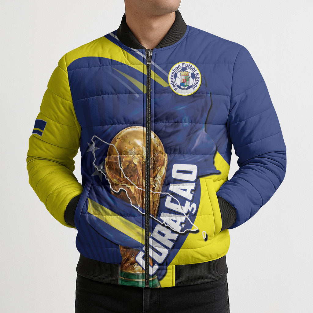 Personalized Curacao Football 2026 Bomber Puffer Jacket Rise of Caribbean Pride