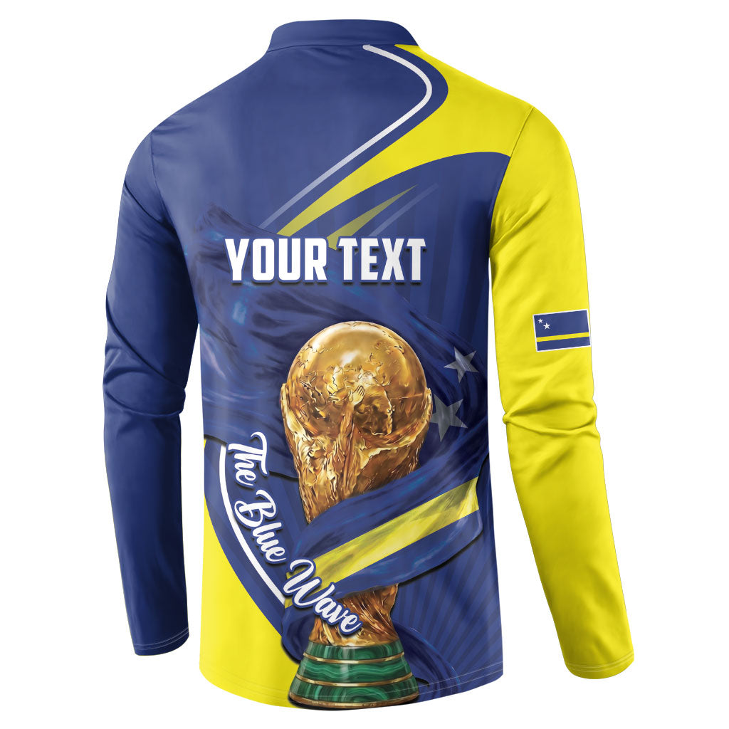 Personalized Curacao Football 2026 Button Sweatshirt Rise of Caribbean Pride