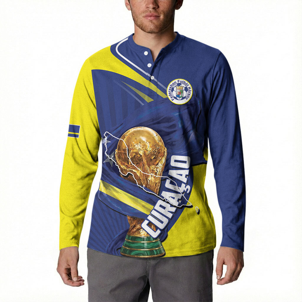 Personalized Curacao Football 2026 Button Sweatshirt Rise of Caribbean Pride