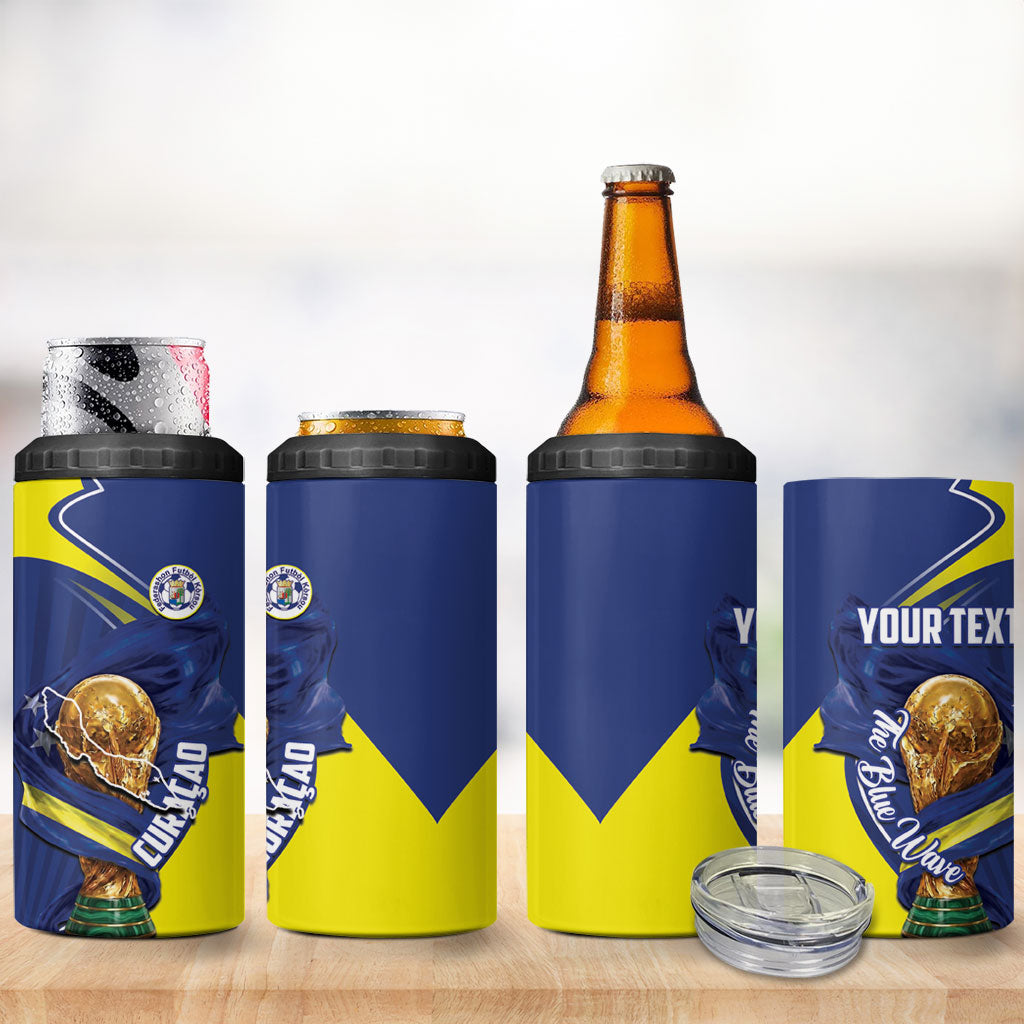 Personalized Curacao Football 2026 4 in 1 Can Cooler Tumbler Rise of Caribbean Pride