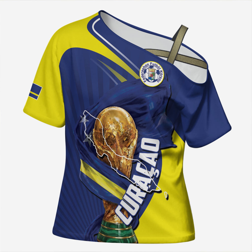 Personalized Curacao Football 2026 Cross Shoulder Shirt Rise of Caribbean Pride
