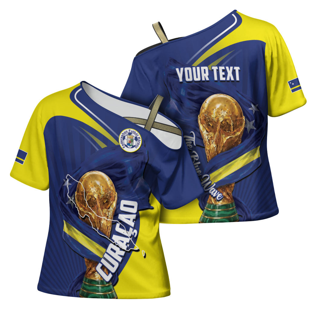 Personalized Curacao Football 2026 Cross Shoulder Shirt Rise of Caribbean Pride