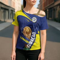 Personalized Curacao Football 2026 Cross Shoulder Shirt Rise of Caribbean Pride