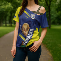 Personalized Curacao Football 2026 Cross Shoulder Shirt Rise of Caribbean Pride