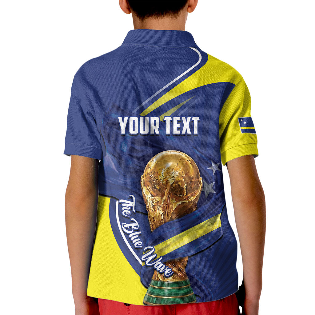 Personalized Curacao Football 2026 Kid Polo Shirt Rise of Caribbean Pride