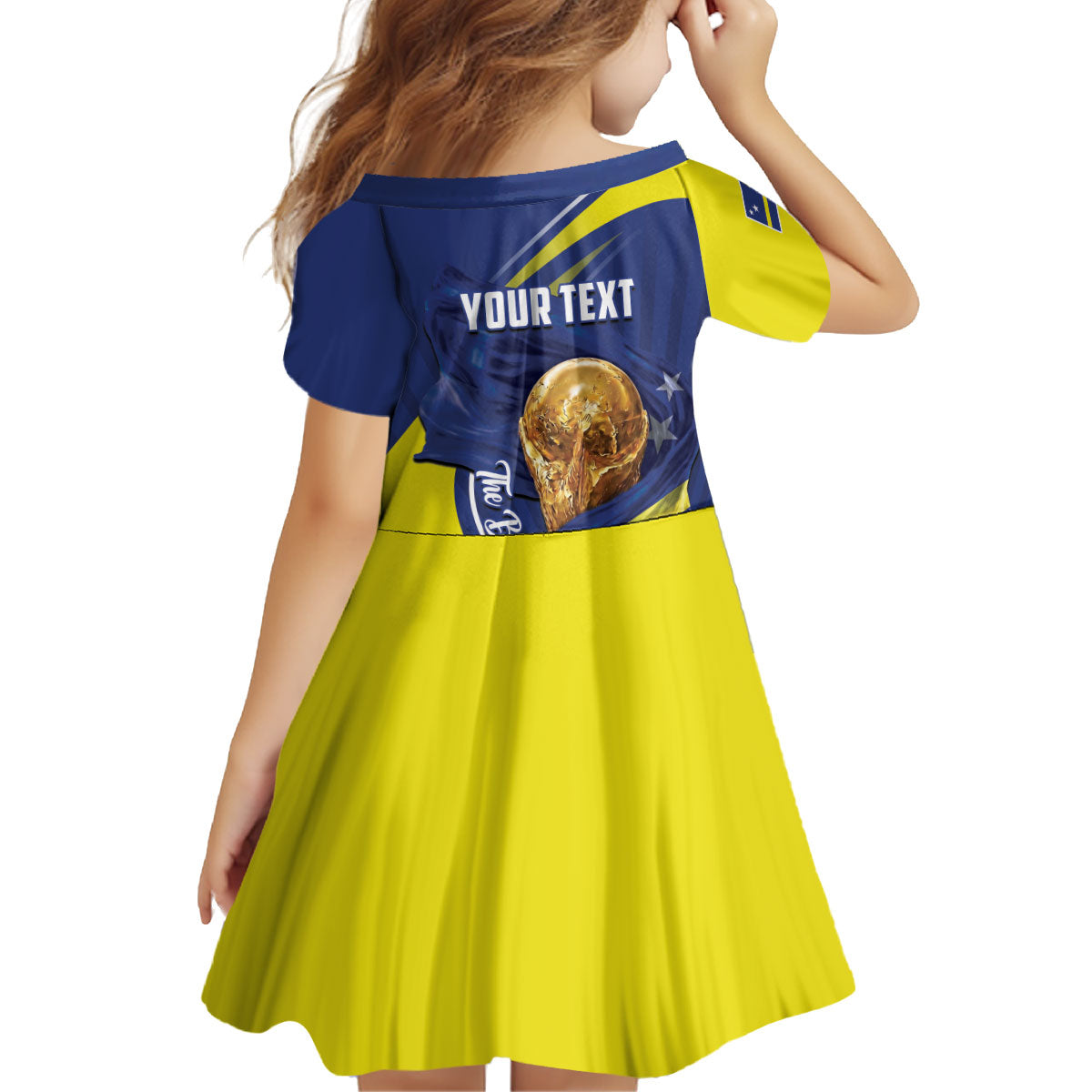 Personalized Curacao Football 2026 Kid Short Sleeve Dress Rise of Caribbean Pride