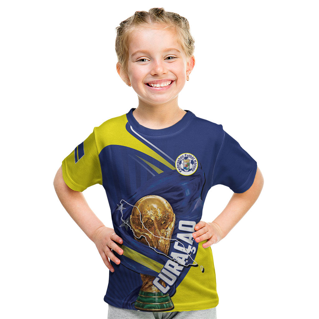 Personalized Curacao Football 2026 Kid T Shirt Rise of Caribbean Pride