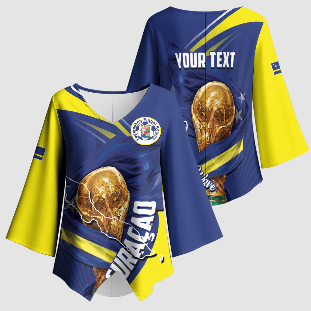 Personalized Curacao Football 2026 Kimono Sleeve Blouse Rise of Caribbean Pride
