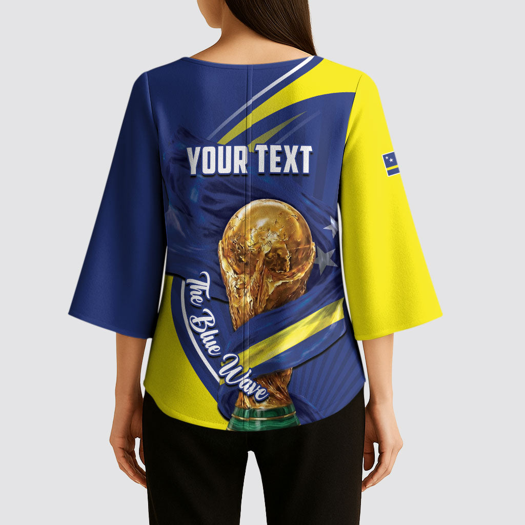 Personalized Curacao Football 2026 Kimono Sleeve Blouse Rise of Caribbean Pride