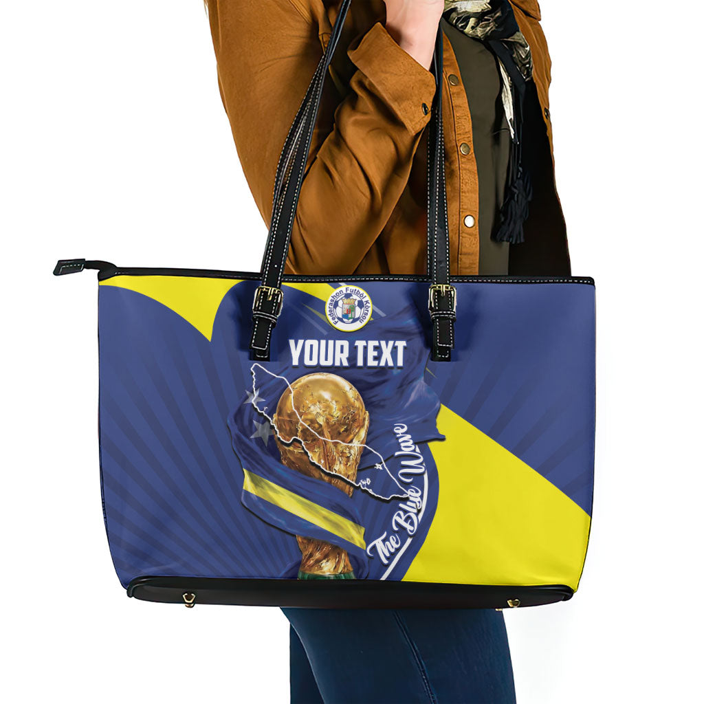 Personalized Curacao Football 2026 Leather Tote Bag Rise of Caribbean Pride