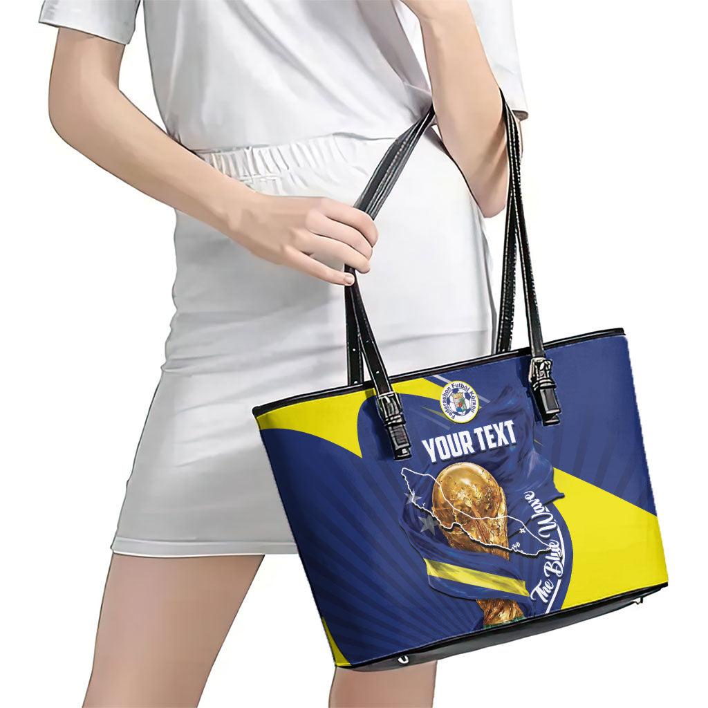 Personalized Curacao Football 2026 Leather Tote Bag Rise of Caribbean Pride