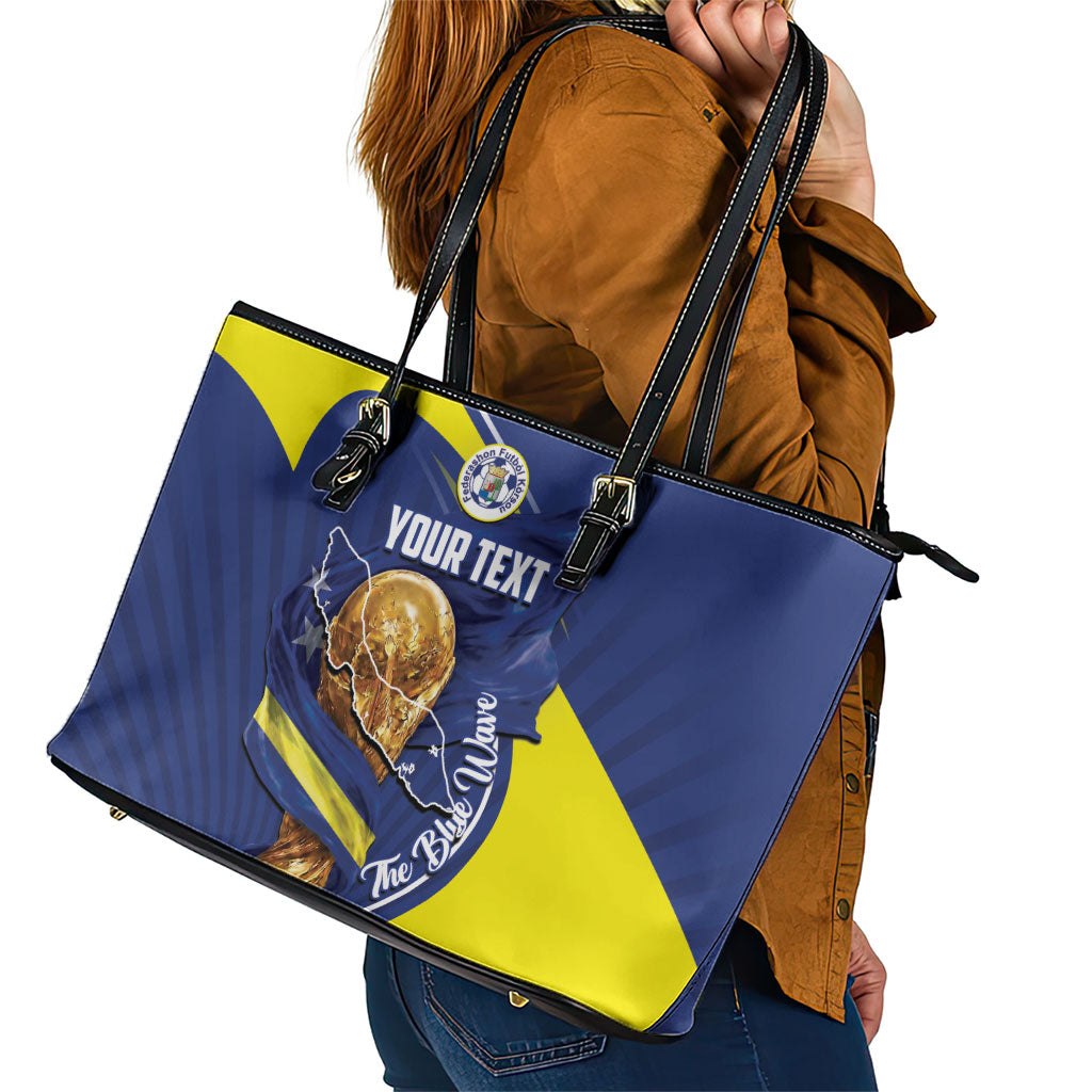 Personalized Curacao Football 2026 Leather Tote Bag Rise of Caribbean Pride