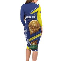 Personalized Curacao Football 2026 Long Sleeve Bodycon Dress Rise of Caribbean Pride