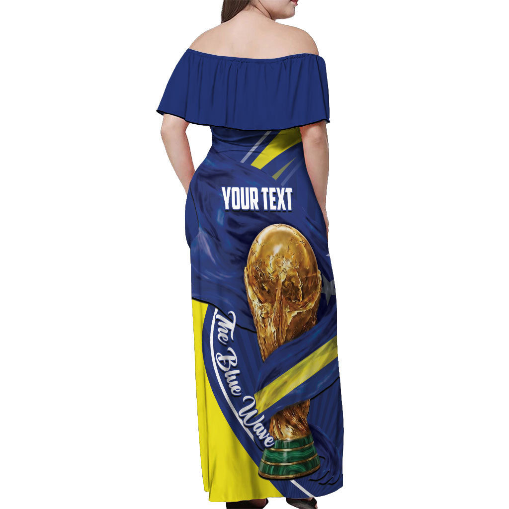 Personalized Curacao Football 2026 Off Shoulder Maxi Dress Rise of Caribbean Pride