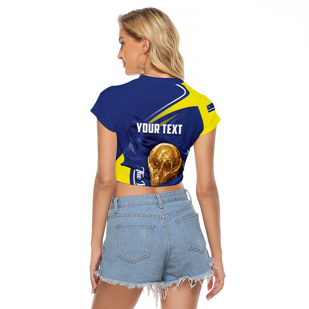 Personalized Curacao Football 2026 Raglan Cropped T Shirt Rise of Caribbean Pride