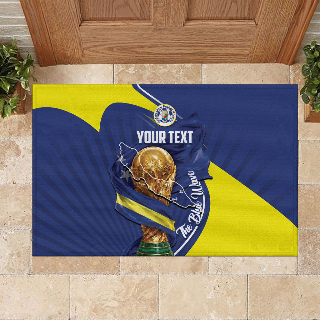 Personalized Curacao Football 2026 Rubber Doormat Rise of Caribbean Pride