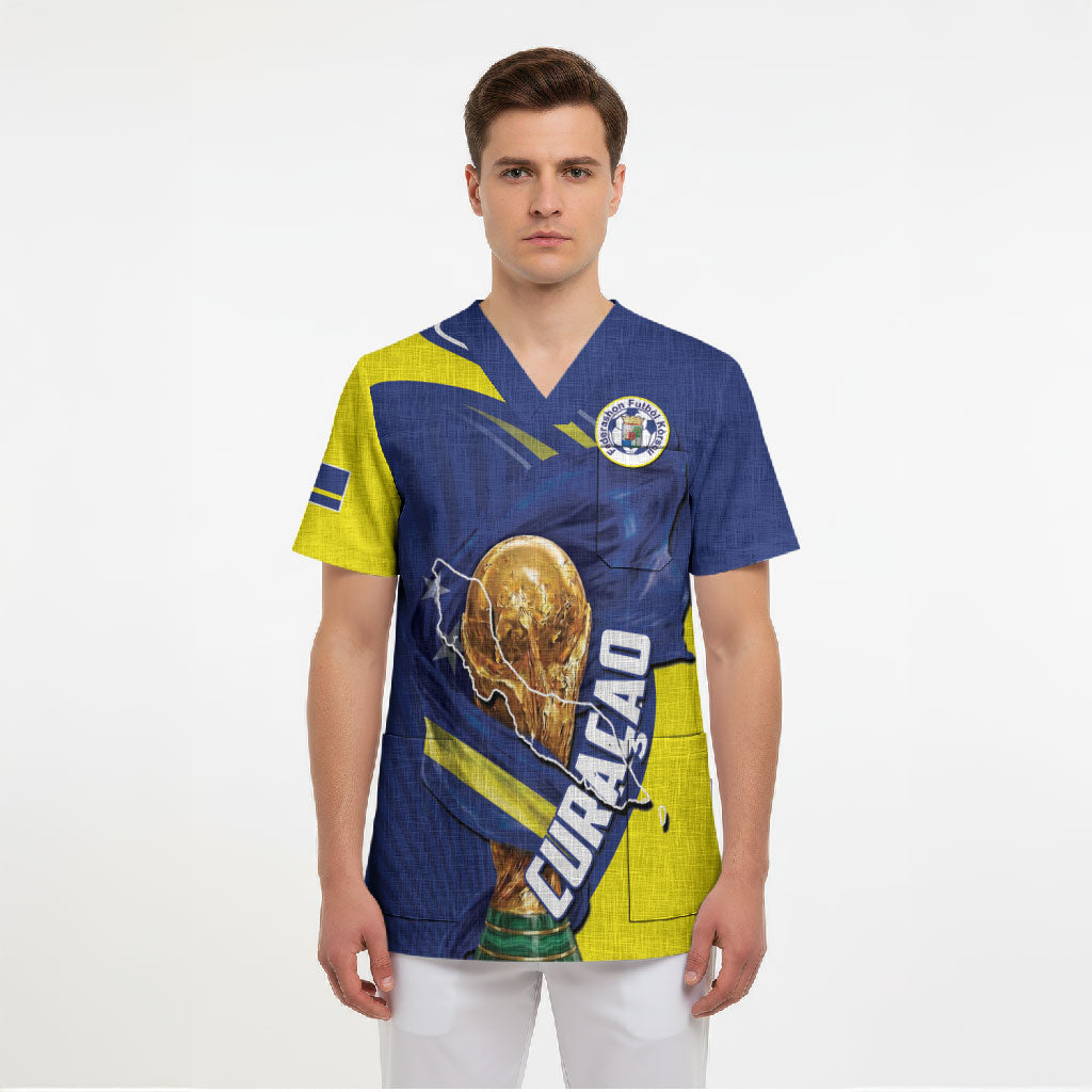 Personalized Curacao Football 2026 Scrub Top Rise of Caribbean Pride