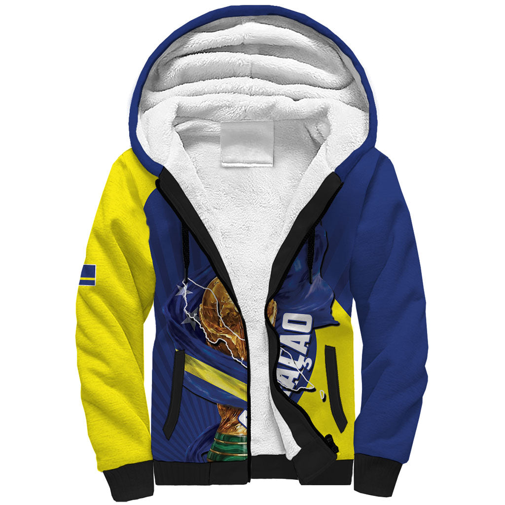 Personalized Curacao Football 2026 Sherpa Hoodie Rise of Caribbean Pride