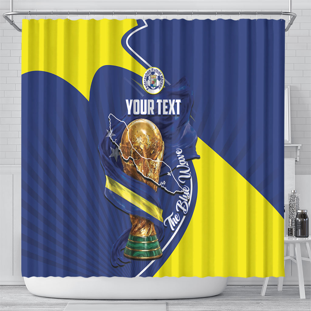 Personalized Curacao Football 2026 Shower Curtain Rise of Caribbean Pride
