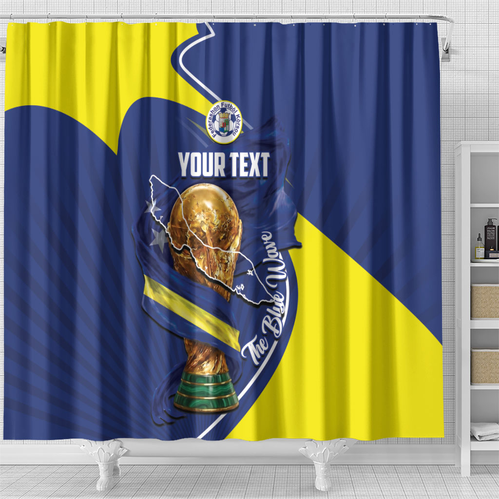 Personalized Curacao Football 2026 Shower Curtain Rise of Caribbean Pride