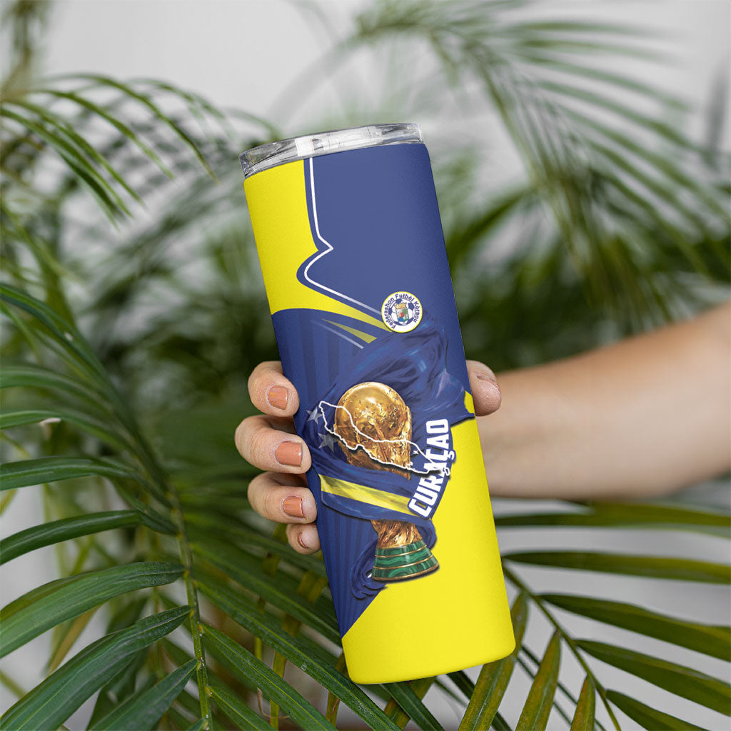 Personalized Curacao Football 2026 Skinny Tumbler Rise of Caribbean Pride