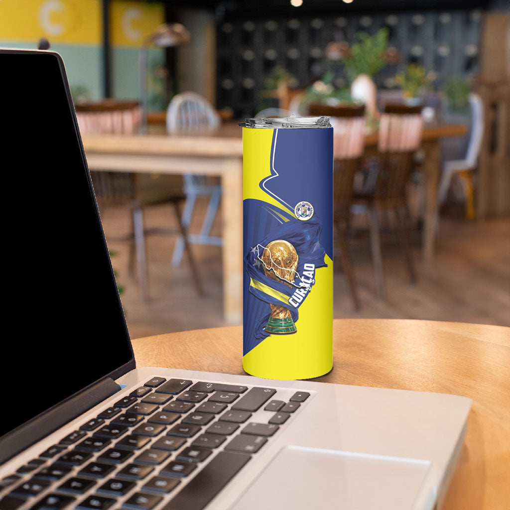 Personalized Curacao Football 2026 Skinny Tumbler Rise of Caribbean Pride