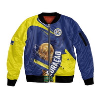 Personalized Curacao Football 2026 Sleeve Zip Bomber Jacket Rise of Caribbean Pride