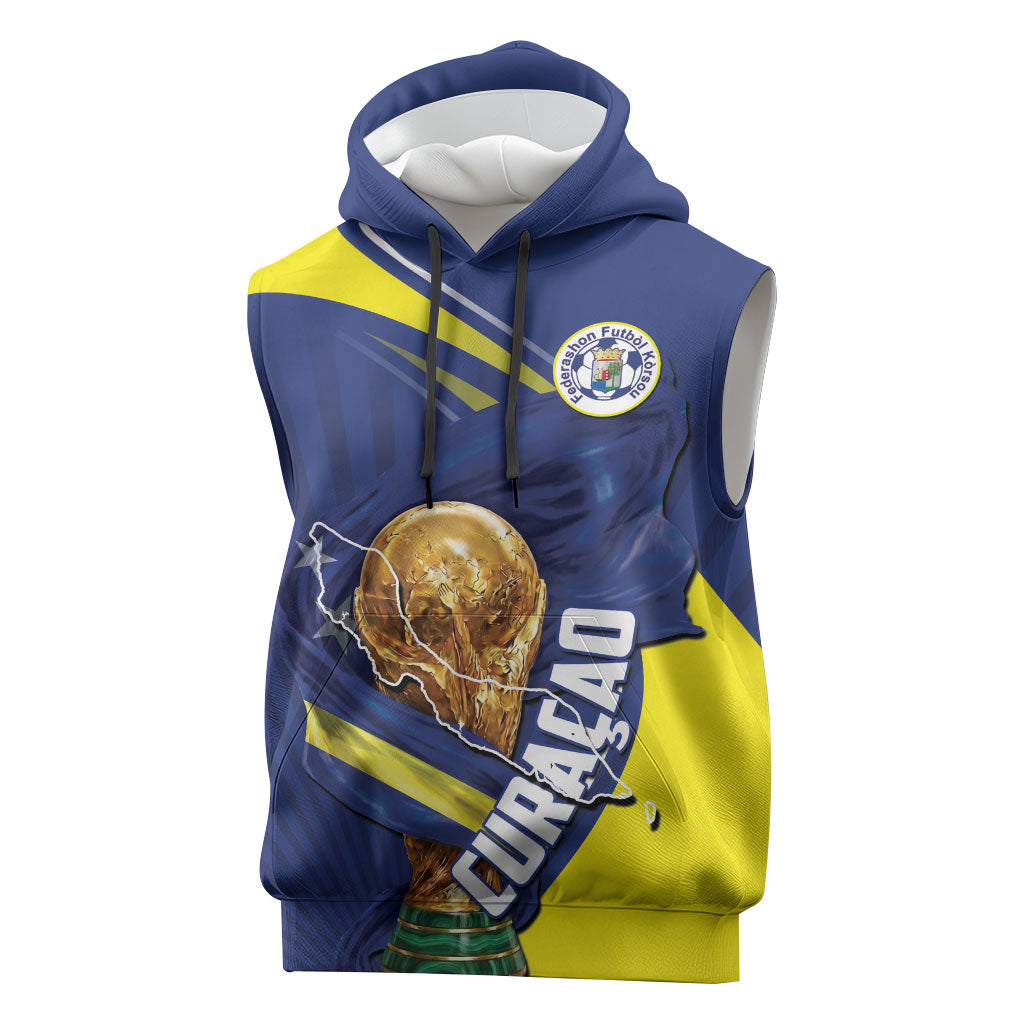 Personalized Curacao Football 2026 Sleeveless Hoodie Rise of Caribbean Pride
